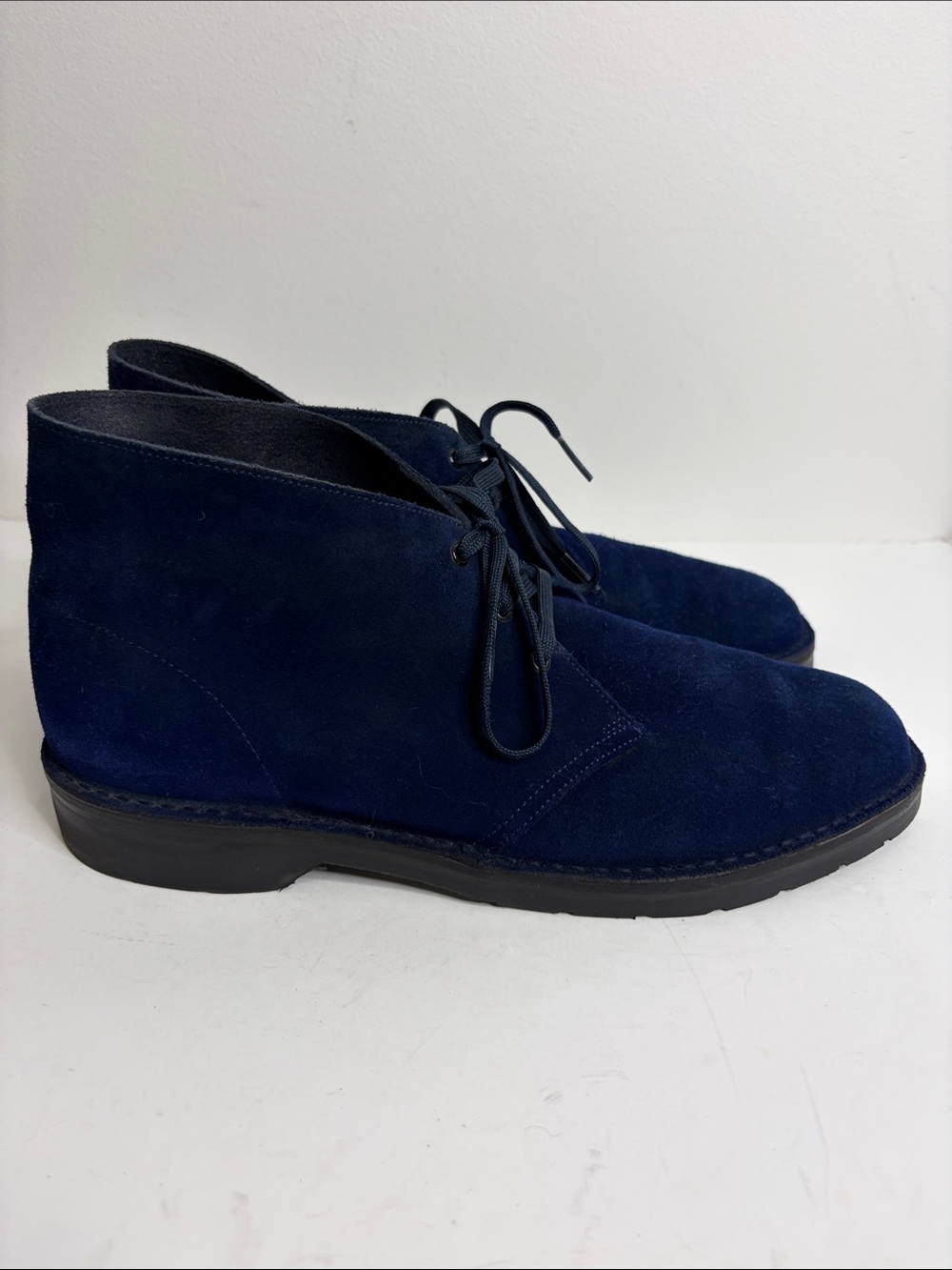 Solovair Chukka Boots Mens UK 10 US 11 Navy Blue Suede 3 Eye Made in England